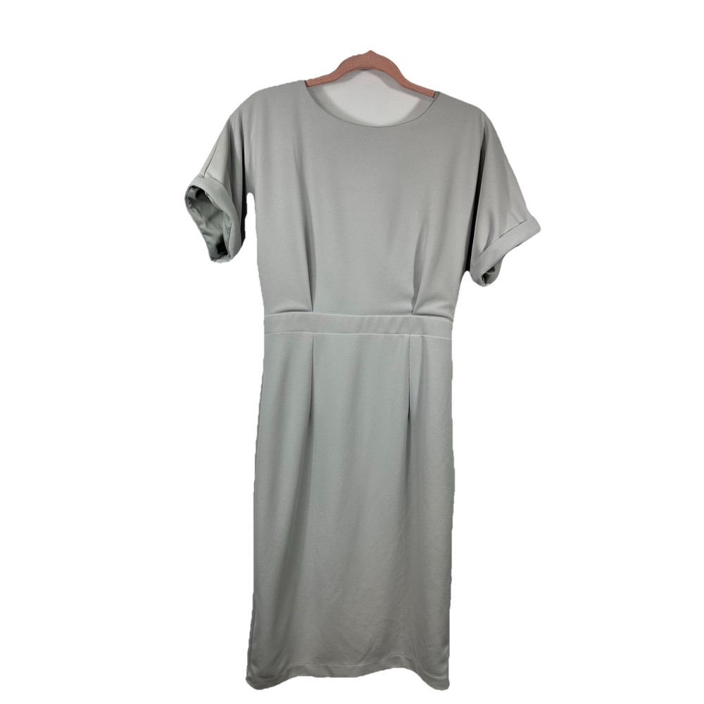 Alexia Admor Grey Back Zip Sheath Dress M Scuba Crepe Work Bodycon Minimalist